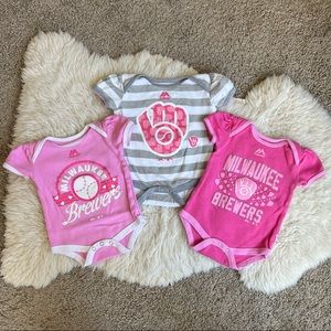 Lot of 3 Milwaukee Brewers ⚾️ Onesies | Majestic | 0-3 mo
